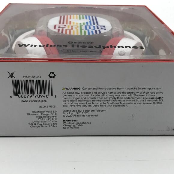 Colorways Wireless Headphones Bluetooth Pride Rainbow Red White NIB - Picture 4 of 4